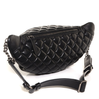 Chanel Lambskin Quilted Banane Waist Bag Fanny Pack Black 3 of 8