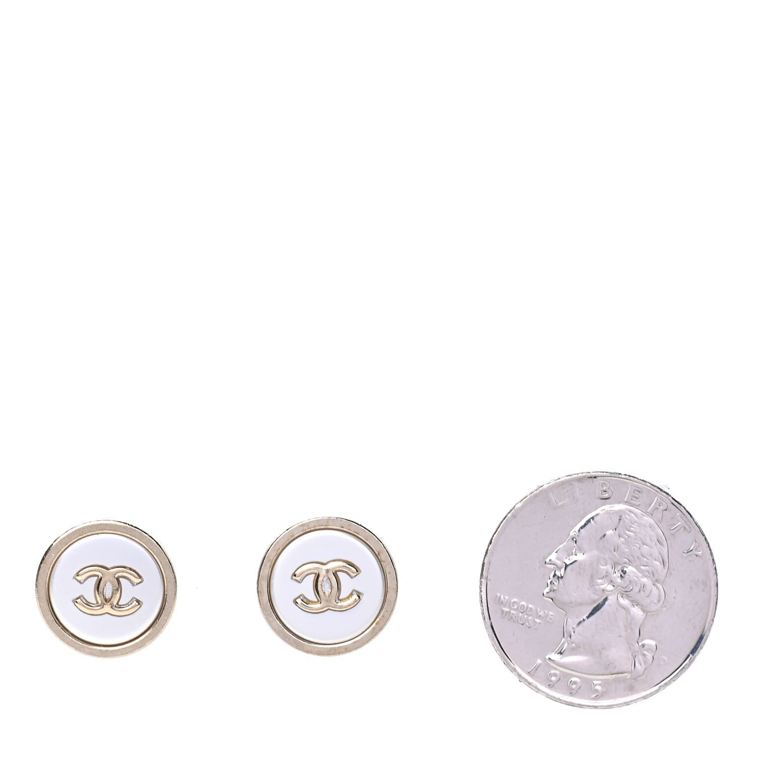 Chanel Pearl Coco Round Earrings Gold Pearly White 2 of 4