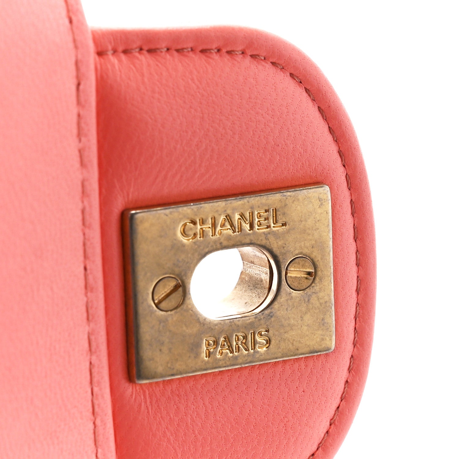 Chanel Lambskin Chevron Quilted Mini Rectangular Flap Coral 6 of 10