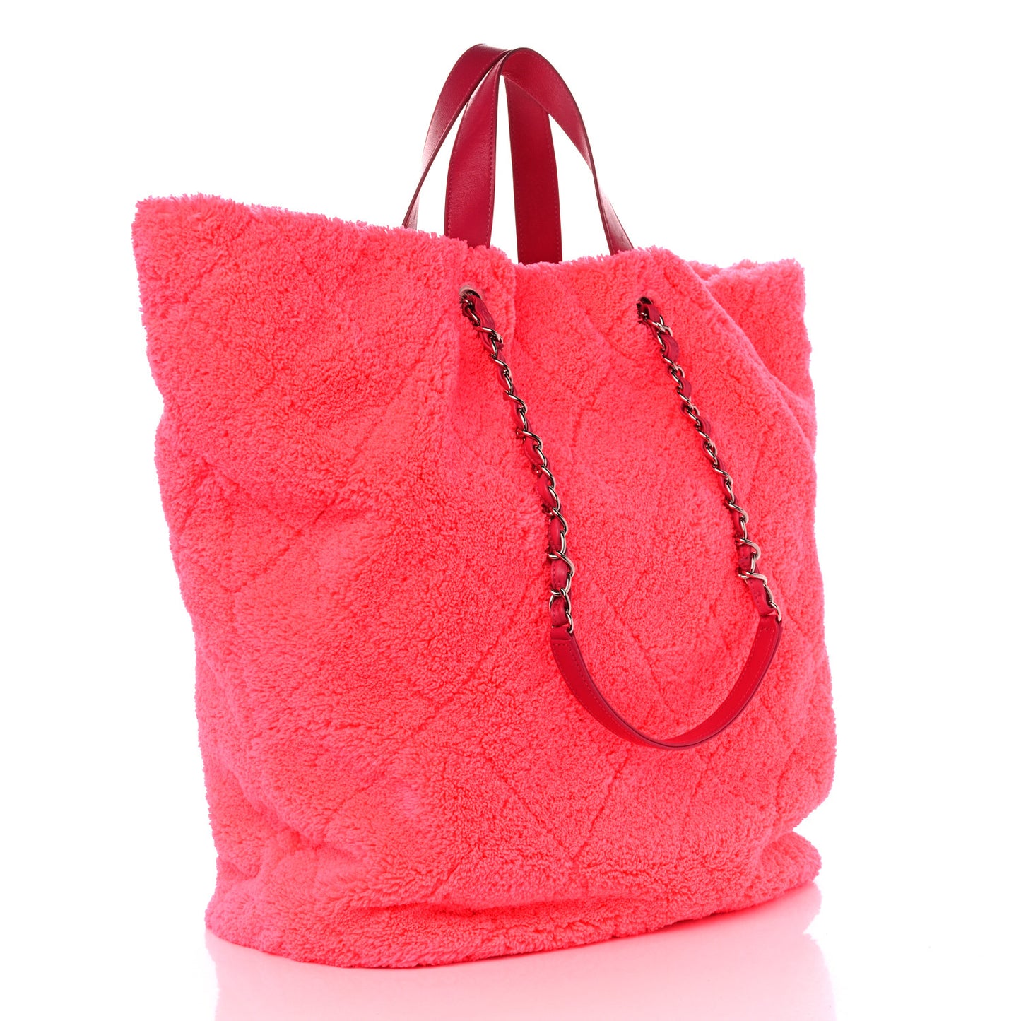 Terry Cloth Quilted Coco Beach Large Shopping Tote Pink