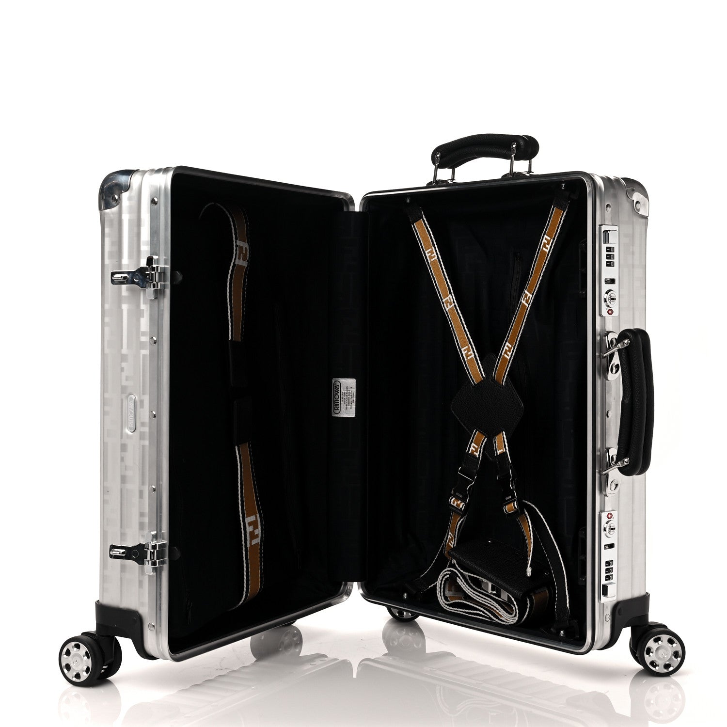 Fendi X RIMOWA Aluminum FF Print Roll Away Carry On Luggage Silver 5 of 11