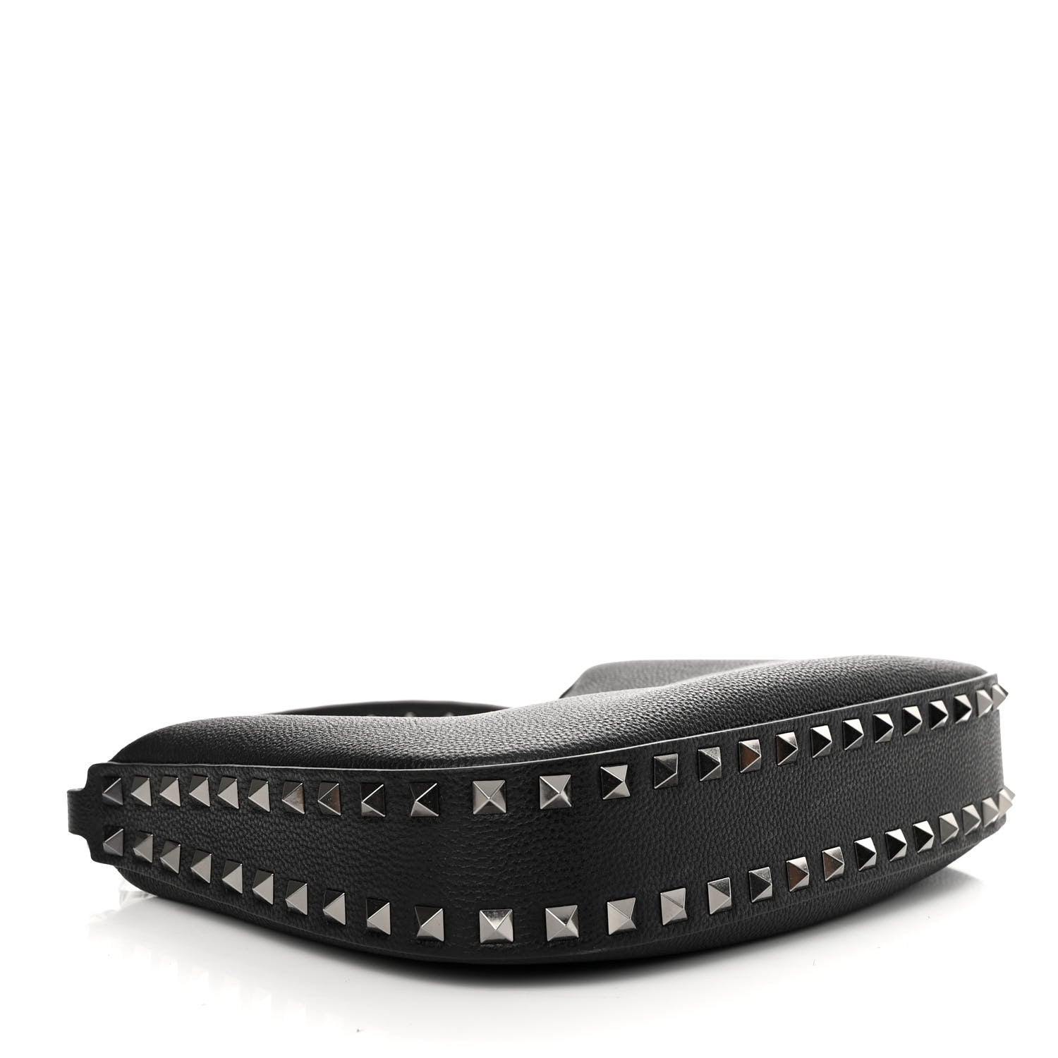 Valentino Garavani Grained Calfskin Rockstud Hobo Bag Black 4 of 10