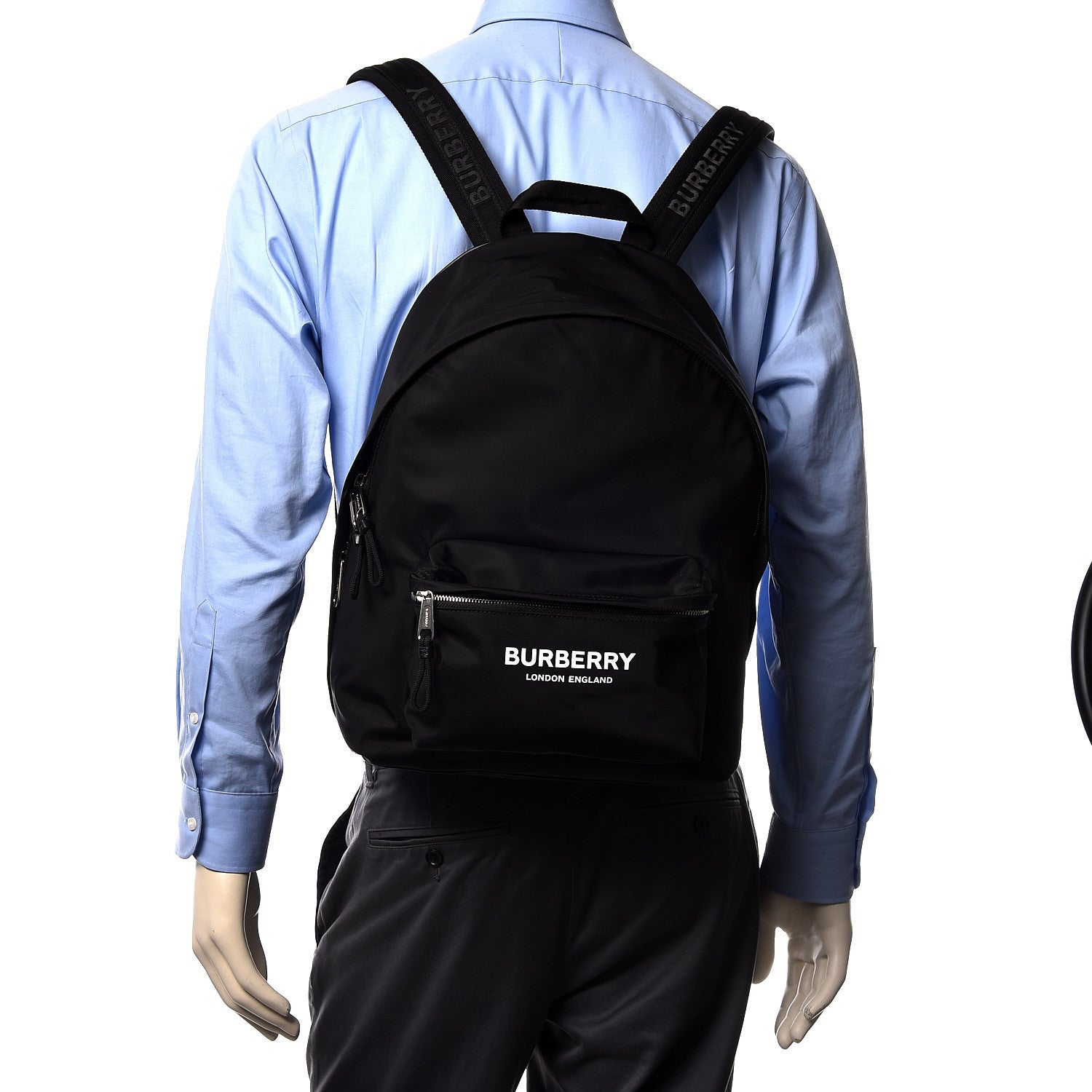 Burberry Nylon Logo Print Backpack Black 2 of 12