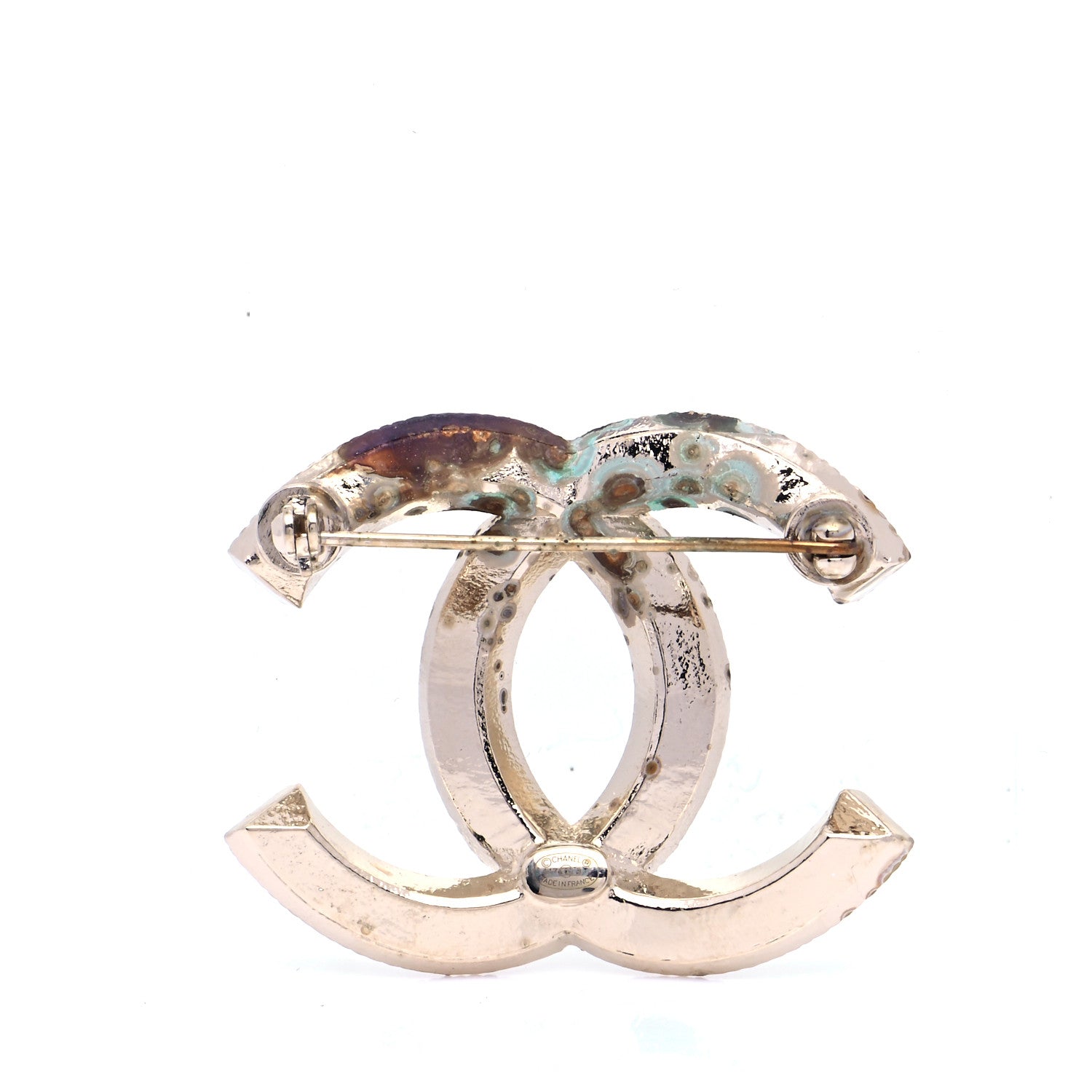 Chanel Baguette Crystal CC Brooch Gold 2 of 6