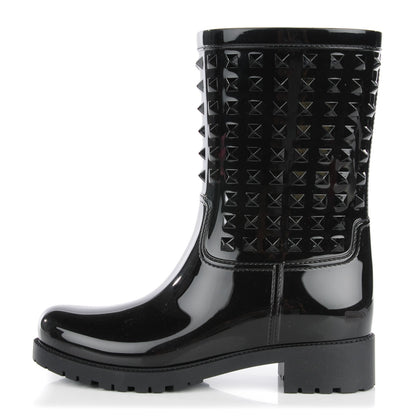 Valentino Garavani Rubber Rockstud Short Rainboots 39 Black 1 of 7