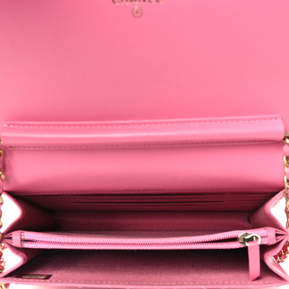 Chanel Lambskin Quilted Boy Square Wallet on Chain WOC Pink 5 of 14
