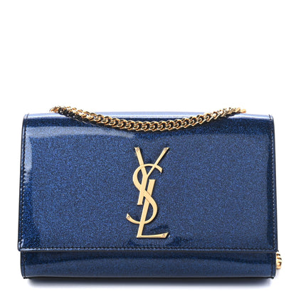 Saint Laurent Glitter Patent Small Monogram Kate Satchel Cobalt 1 of 4