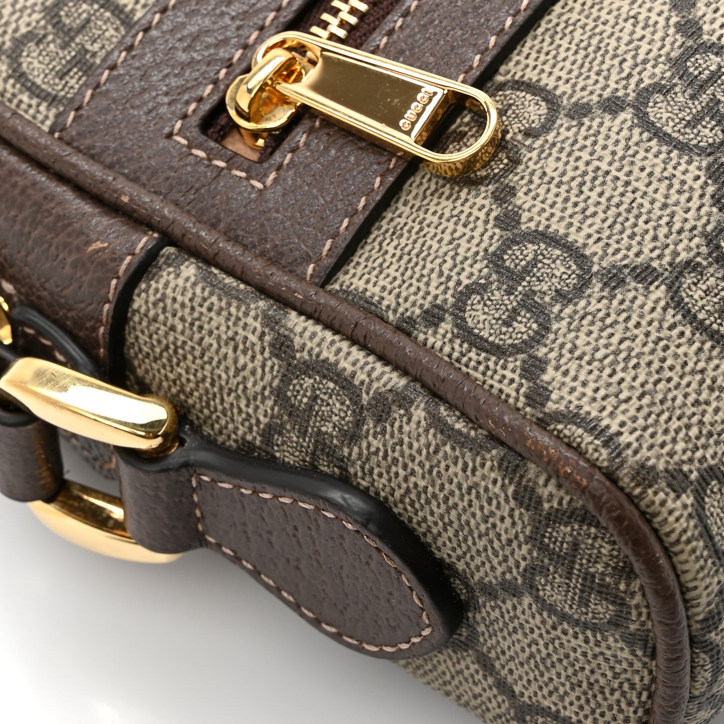 GG Supreme Monogram Web Mini Ophidia Shoulder Bag Brown