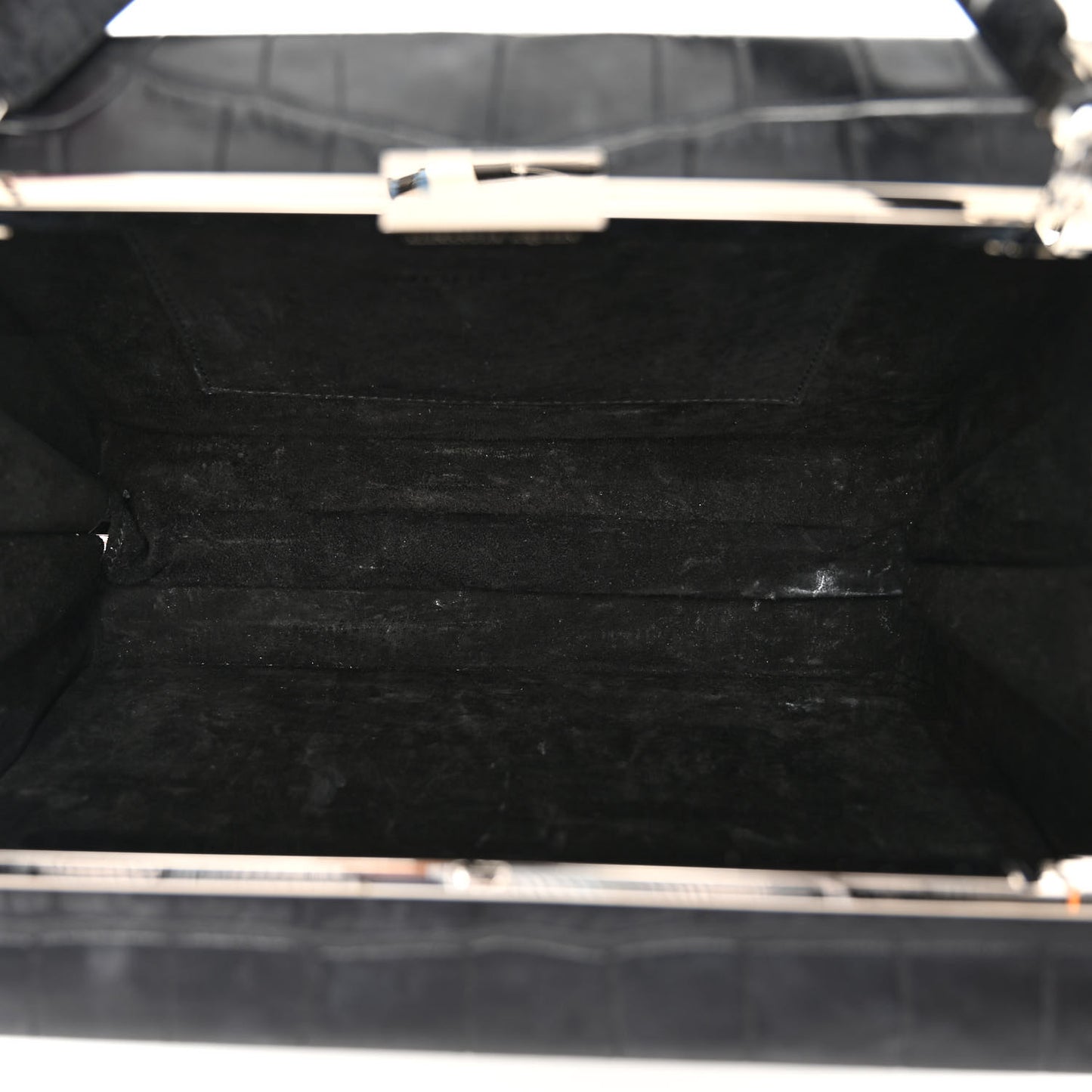 Calfskin Crocodile Stamped Cage Case Black