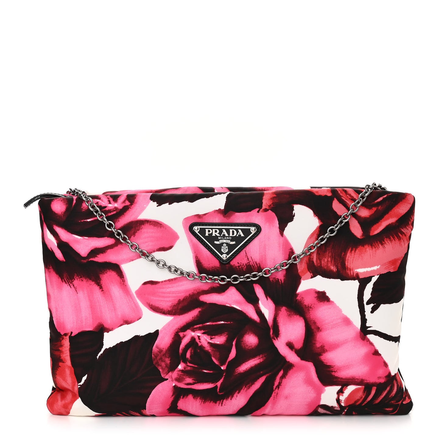 Tessuto Soft Nylon Rose Print Small Chain Clutch Pink