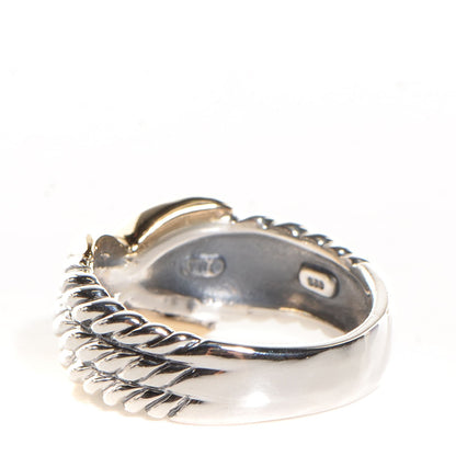 David Yurman Sterling Silver 14k Yellow Gold X Triple Row Ring 7 3 of 8