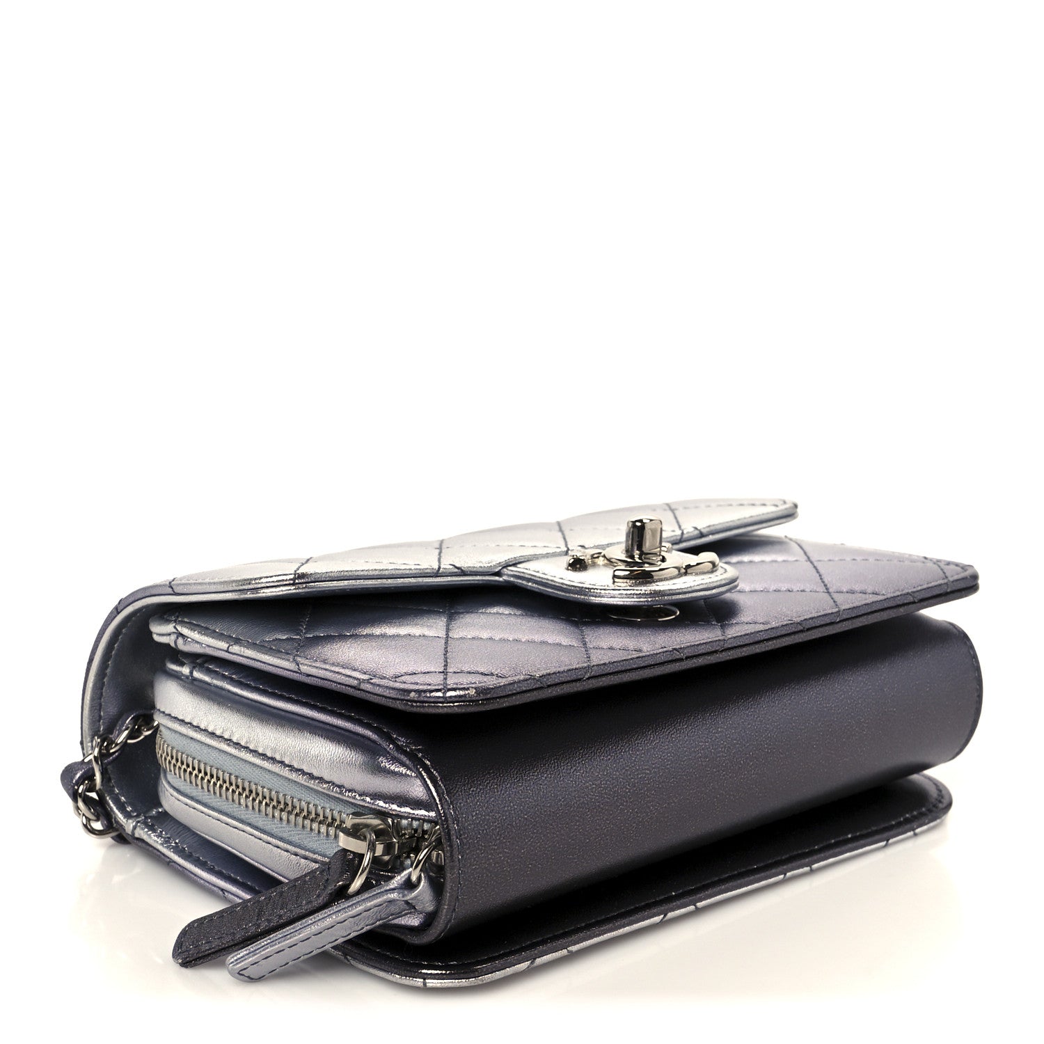 Chanel Metallic Lambskin Like A Wallet Flap Silvery Black 4 of 11