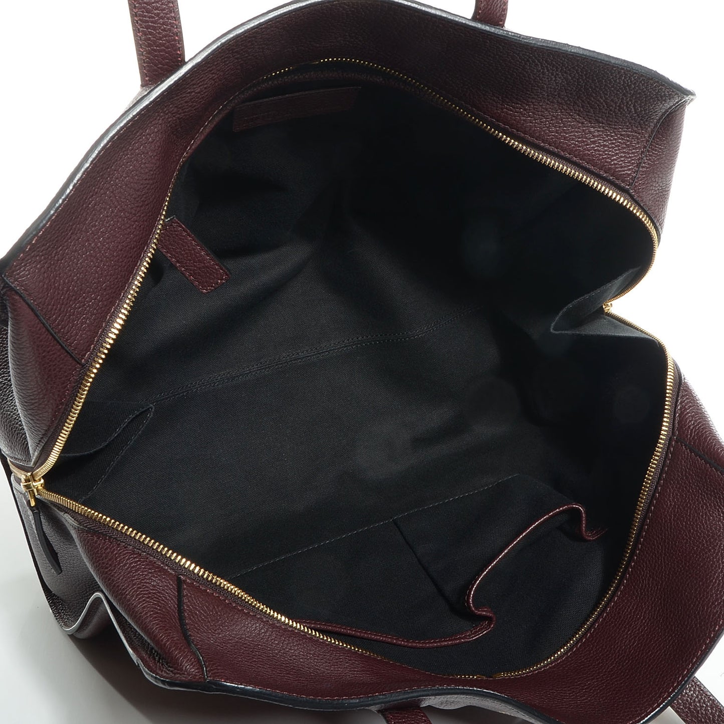 Pebbled Leather Skull Padlock Tote Oxblood