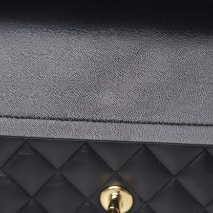 Chanel Lambskin Quilted Medium Double Flap Black 12 of 14