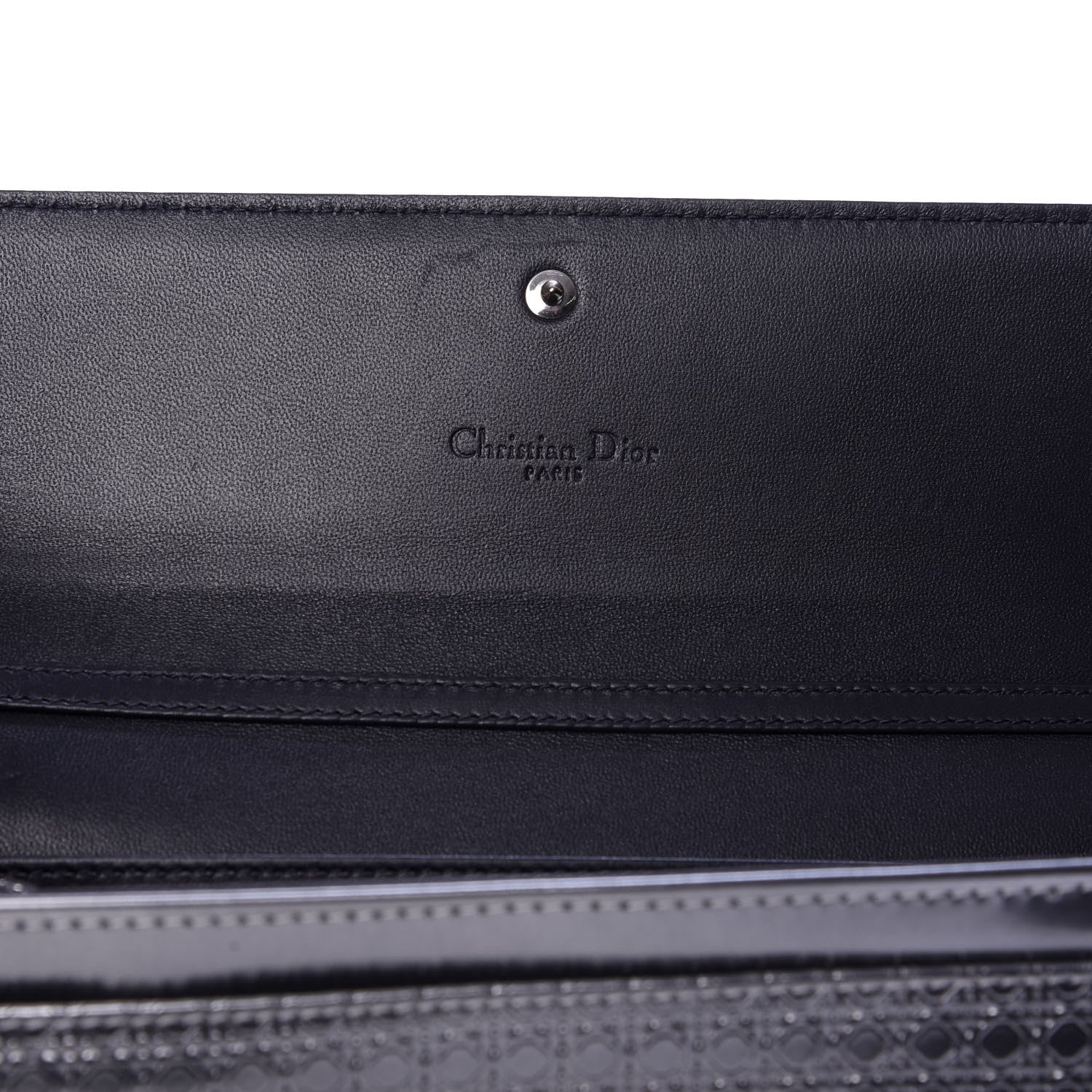 Christian Dior Metallic Patent Micro-Cannage Lady Dior Croisiere Chain Wallet Silver 8 of 8