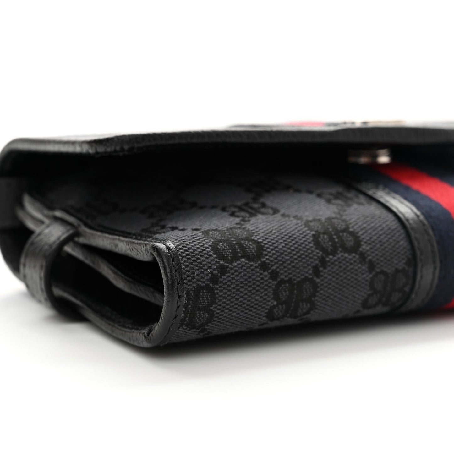 X BALENCIAGA BB Monogram Web Ophidia Crossbody Wallet Black