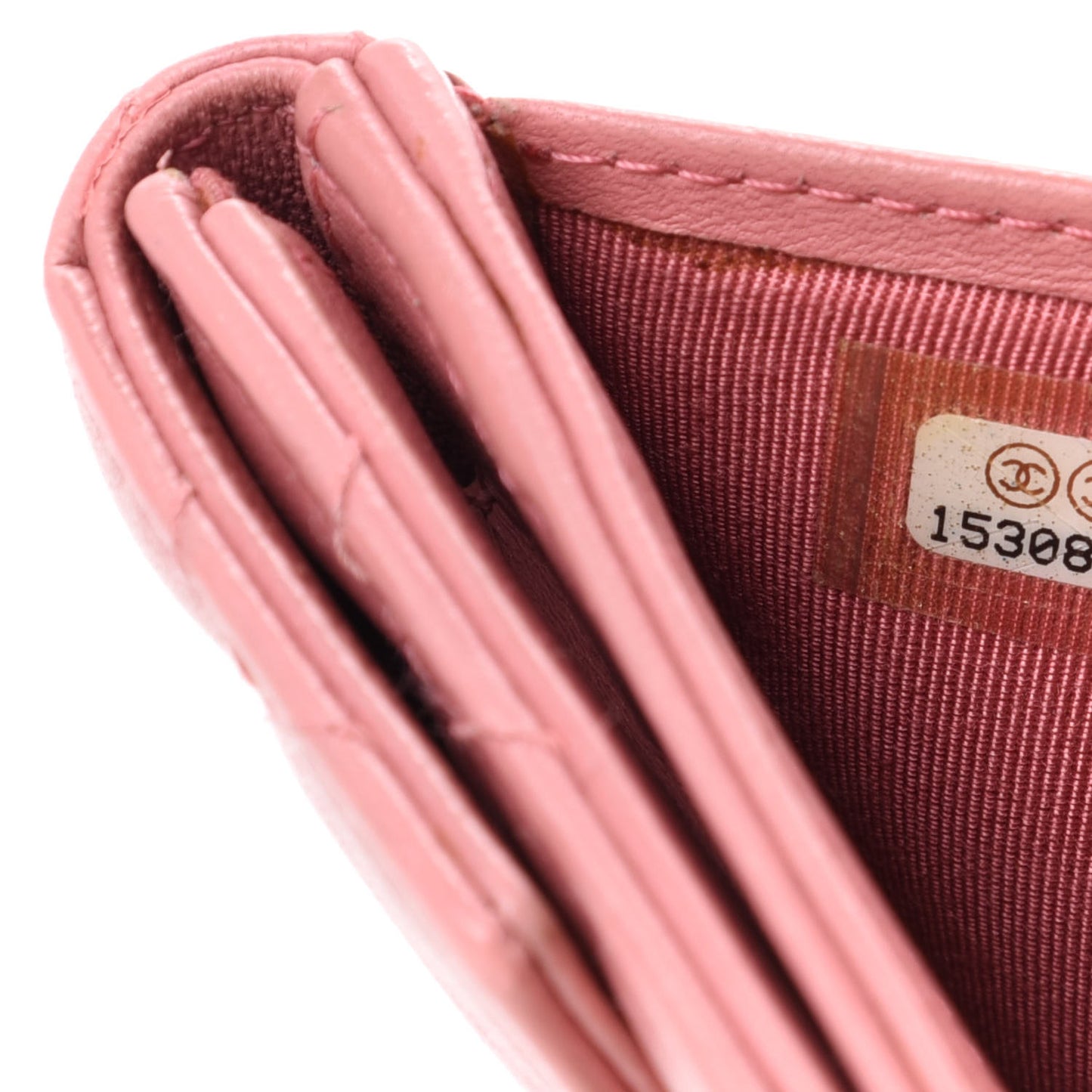 Lambskin Quilted Compact French Flap Wallet Pink
