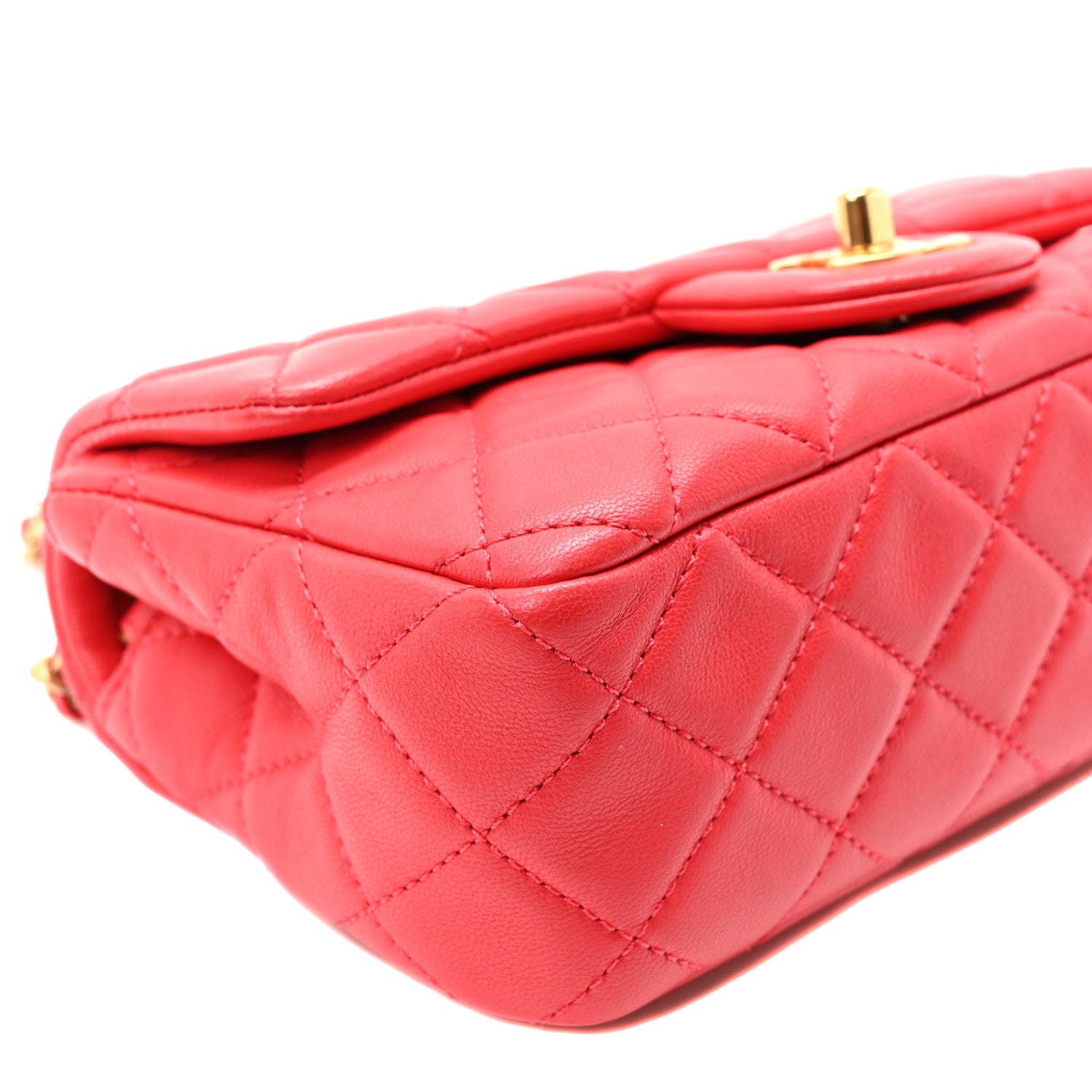 Chanel Lambskin Quilted Mini Rectangular Pearl Crush Flap Red 9 of 10