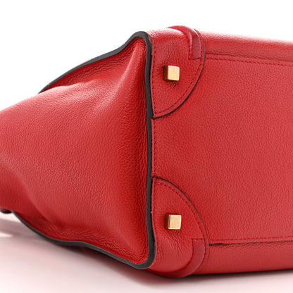 Celine Drummed Calfskin Mini Luggage Coquelicot 8 of 13