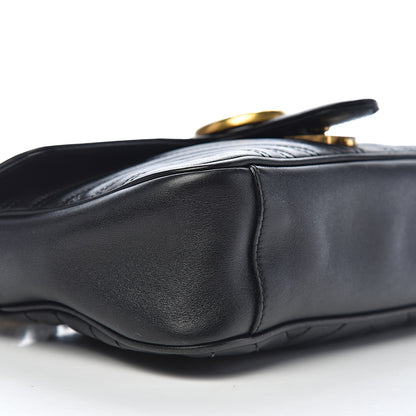 Gucci Calfskin Matelasse Small GG Marmont Shoulder Bag Black 10 of 12