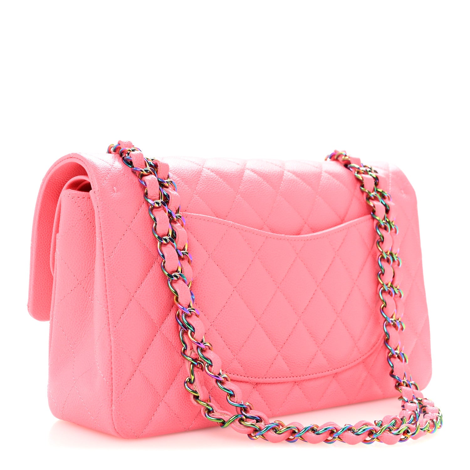 Chanel Caviar Quilted Rainbow Medium Double Flap Coral Pink 3 of 12