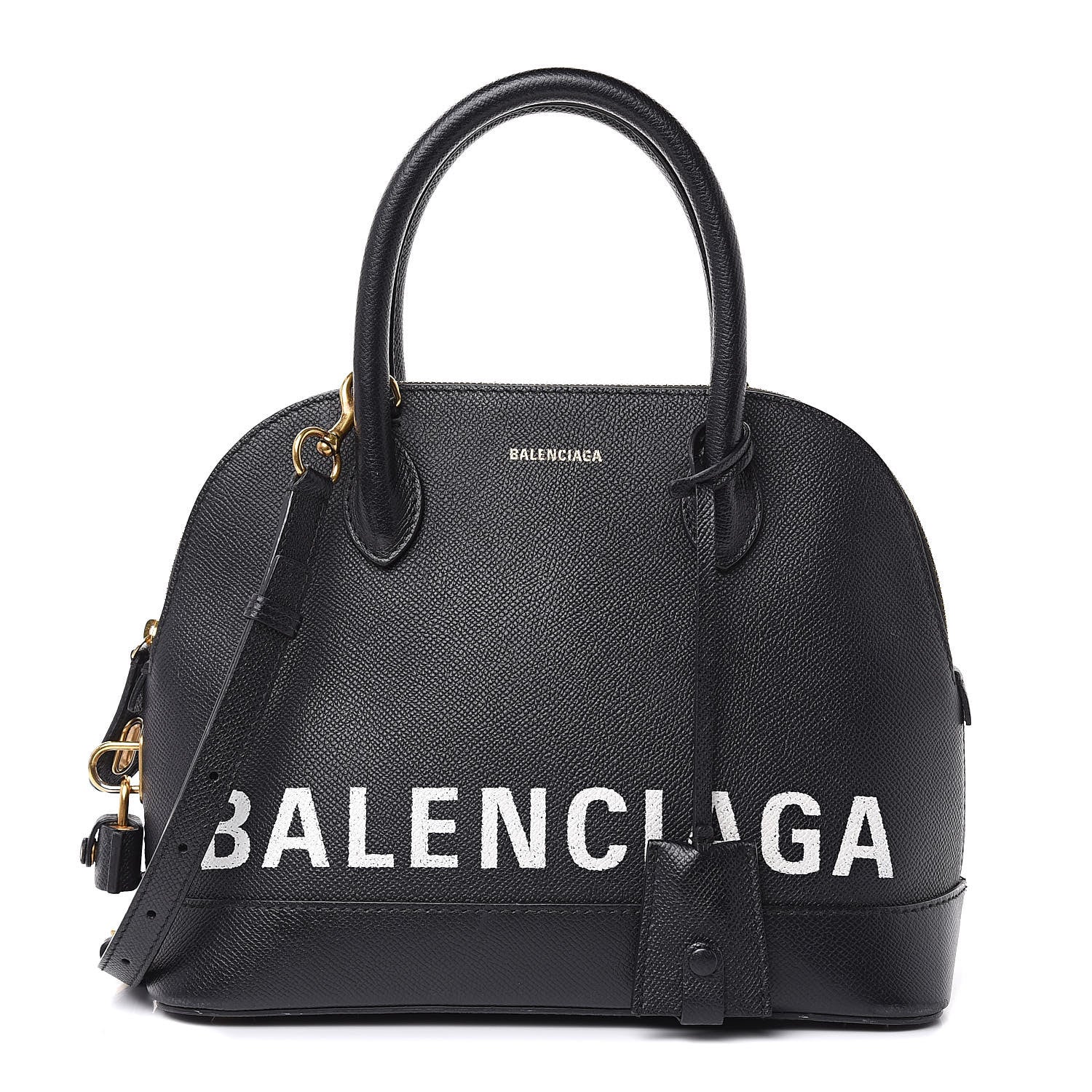 Balenciaga Signature Grained Calfskin Logo S Ville Top Handle Bag Black 1 of 13