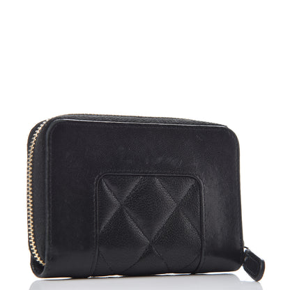 Chanel Sheepskin Quilted Mademoiselle Vintage Zip Coin Purse Black 3 of 9