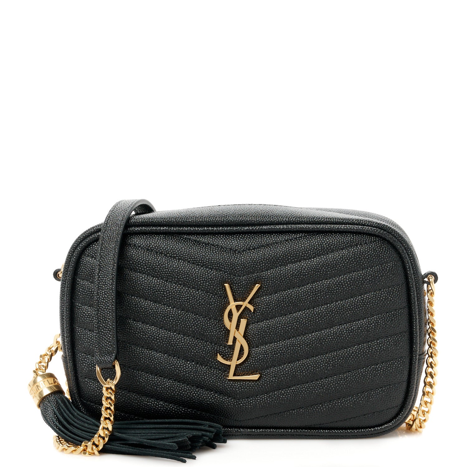 Saint Laurent Grain De Poudre Matelasse Monogram Mini Lou Camera Bag Black 1 of 10