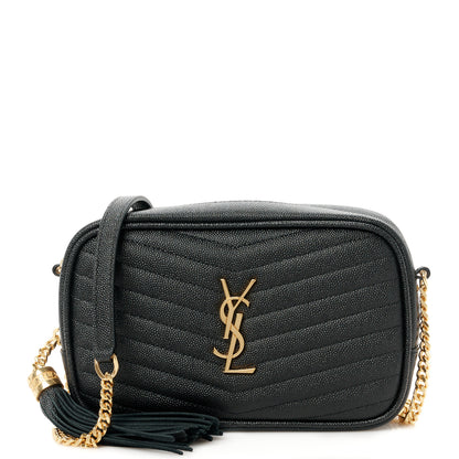 Saint Laurent Grain De Poudre Matelasse Monogram Mini Lou Camera Bag Black 1 of 10