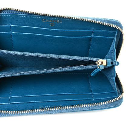 Chanel Shiny Goatskin Quilted Medium Chanel 19 Zipped Wallet Turquoise 5 of 9
