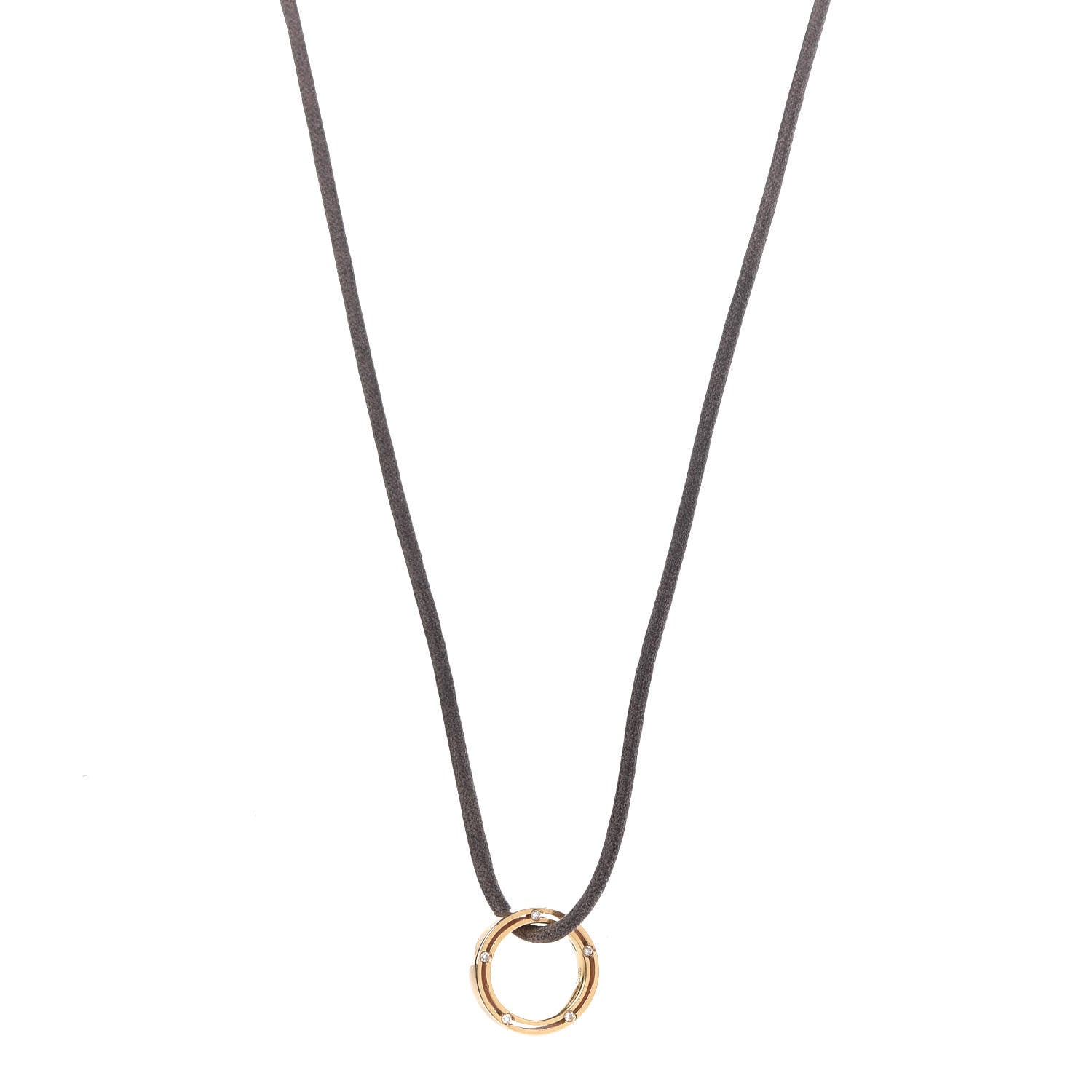 Damiani X BRAD PITT 18K Yellow Gold Cord 10 Diamonds D.Side Pendant Necklace 1 of 7