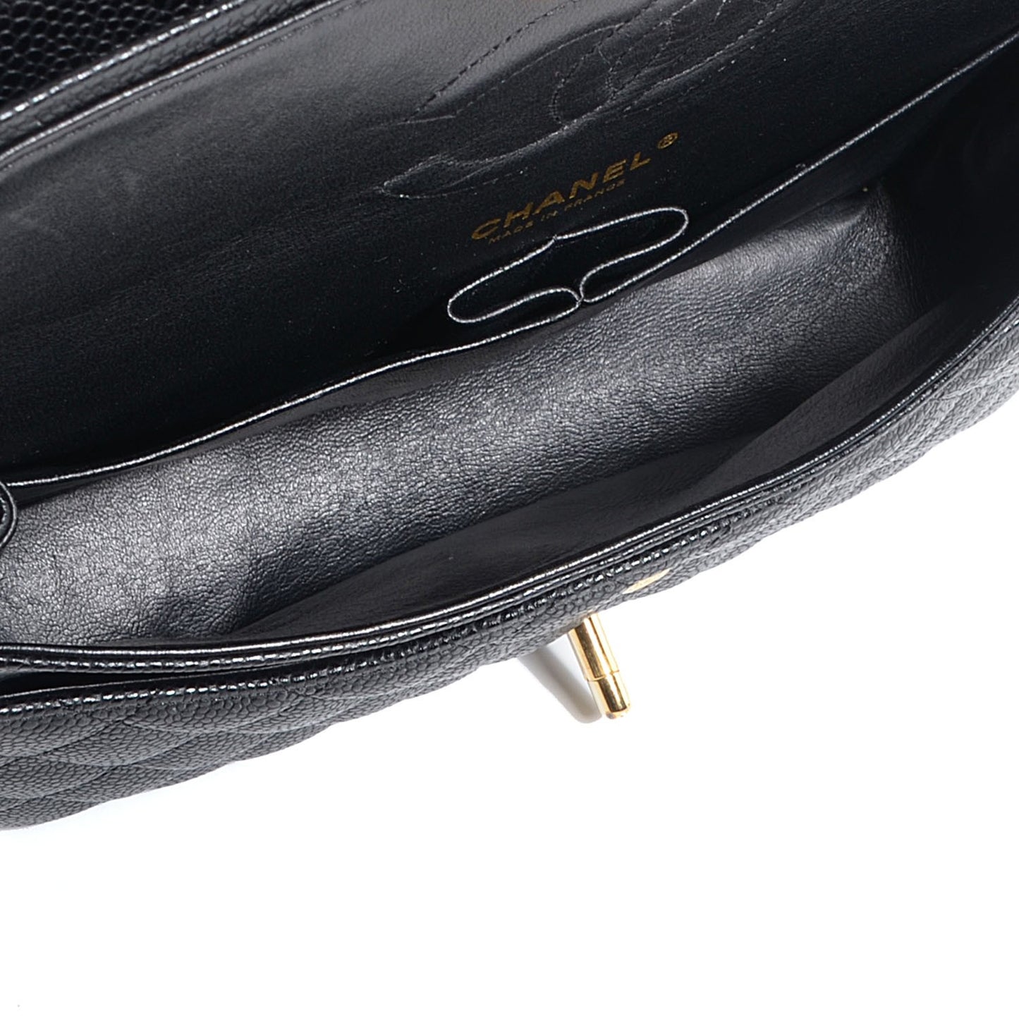 Caviar Quilted Medium Double Flap Black