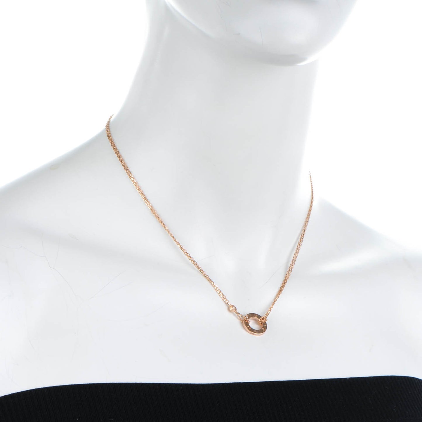 18K Pink Gold 2 Diamond LOVE Necklace