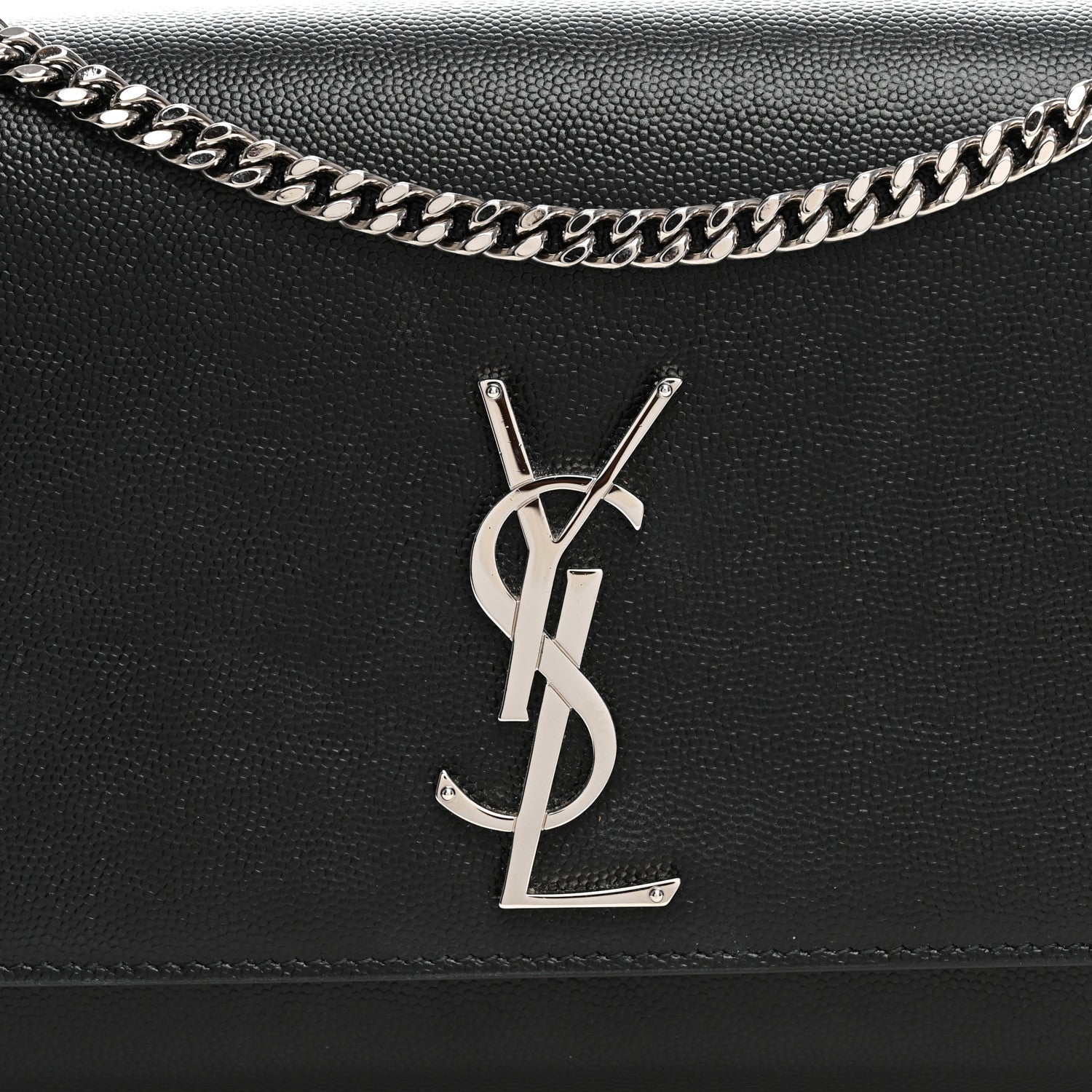 Saint Laurent Grain De Poudre Medium Classic Monogram Kate Satchel Black 7 of 9