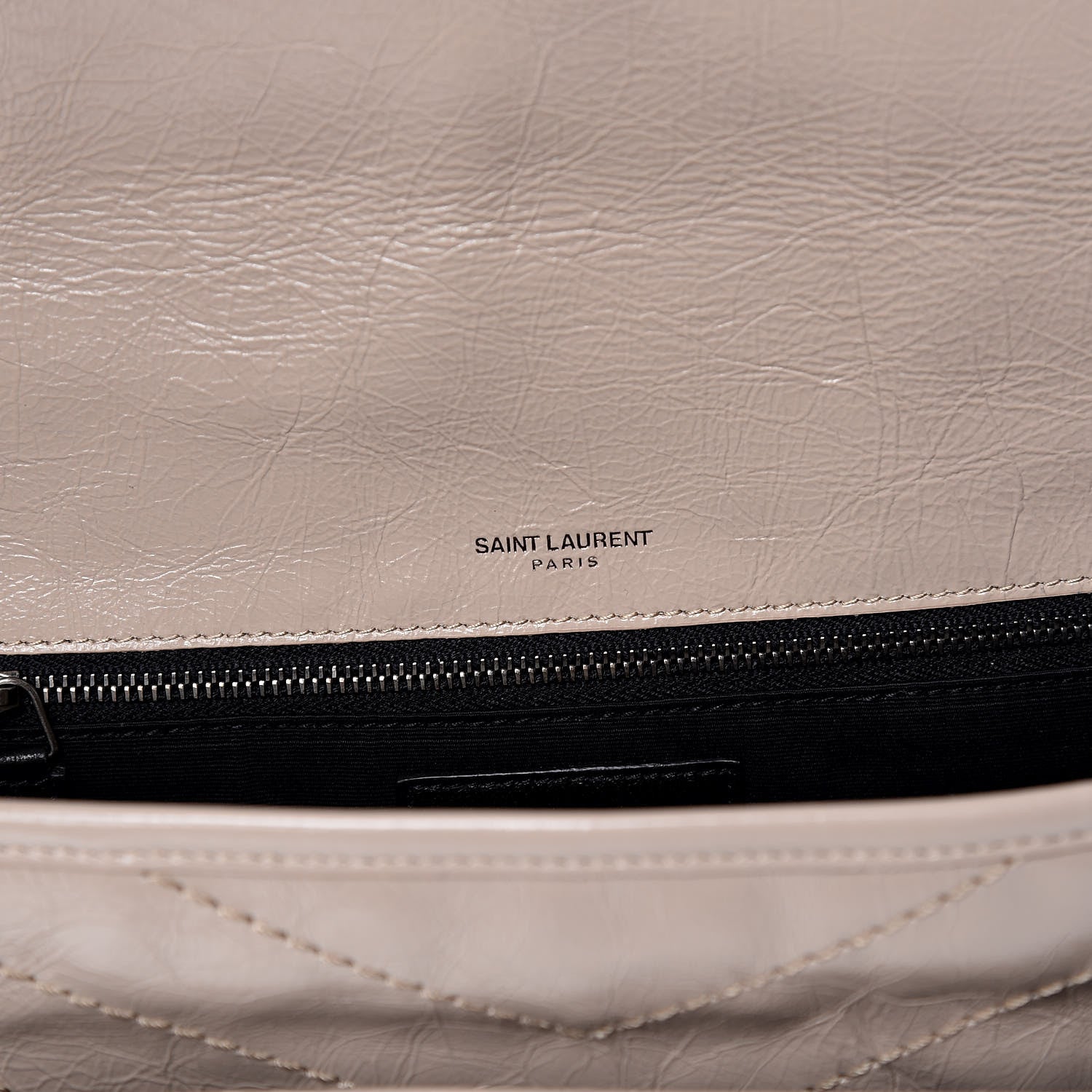 Saint Laurent Crinkled Calfskin Matelasse Monogram Medium Niki Chain Satchel Light Natural 7 of 11