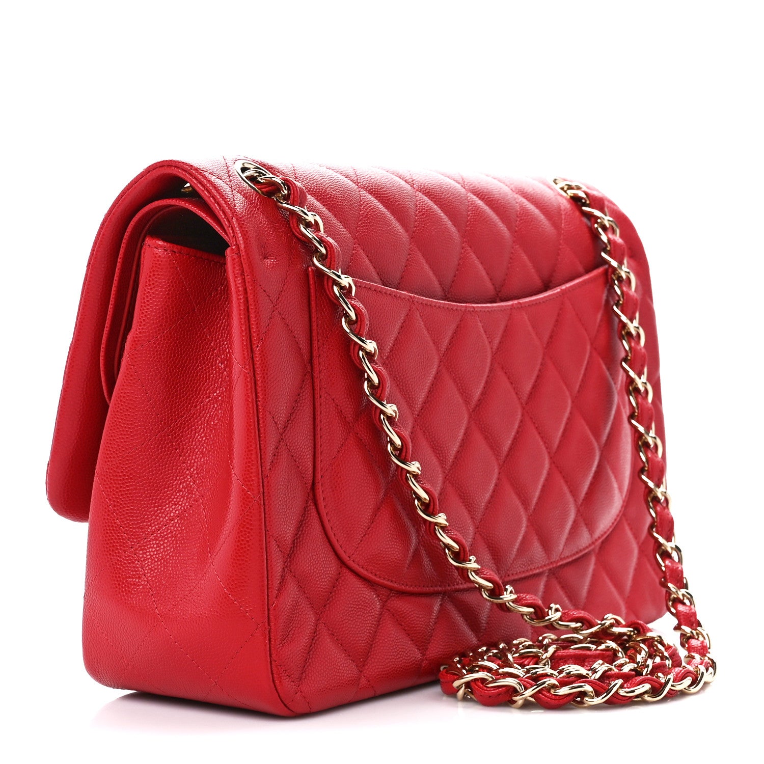 Chanel Caviar Quilted Jumbo Double Flap Red 3 of 11