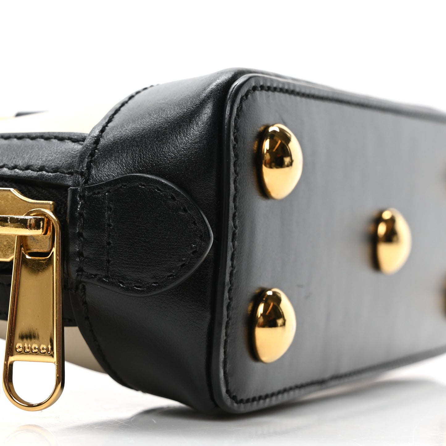 Boarded Plutone Calfskin Bi-Color Mini Horsebit 1955 Top Handle Bag Mystic White Black