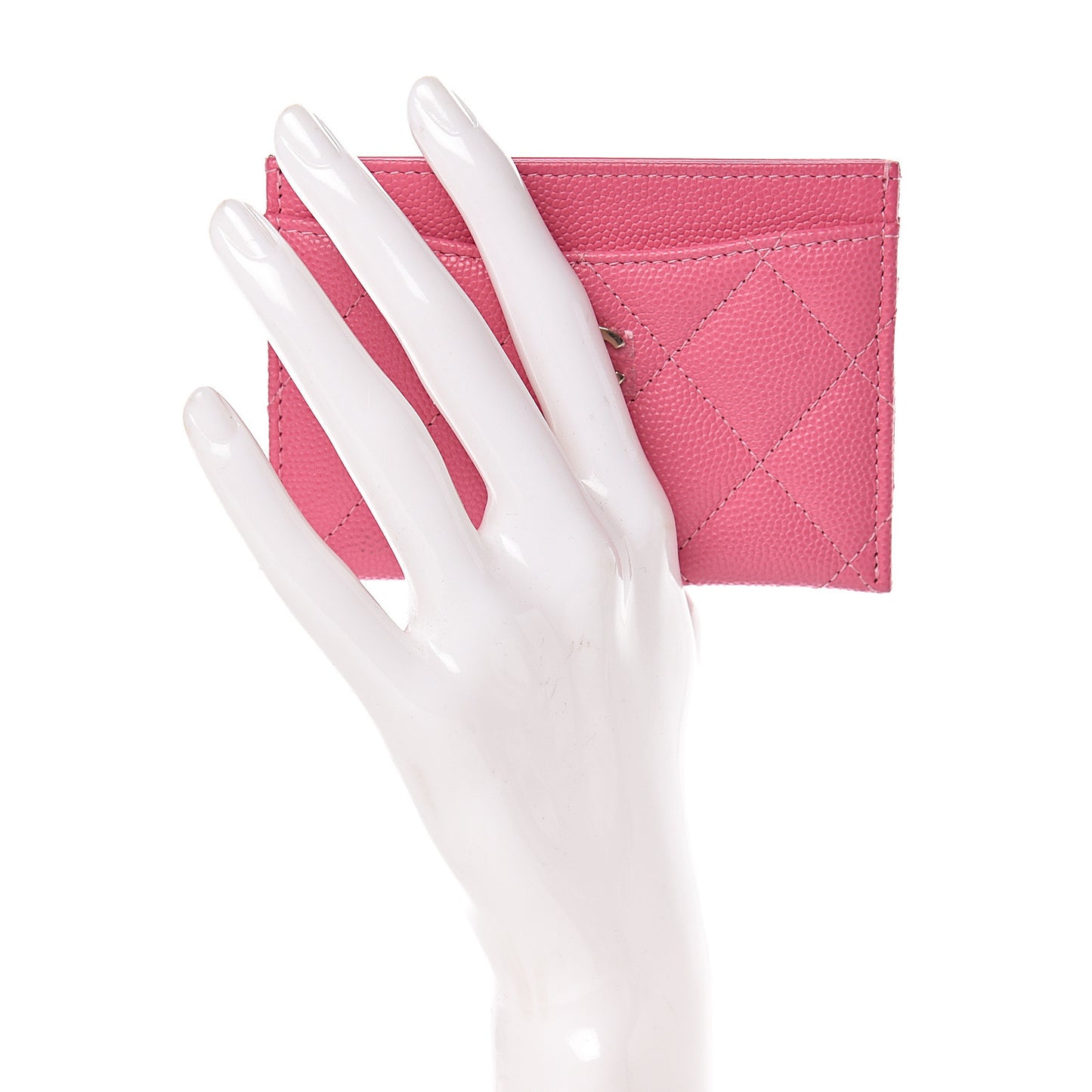 Caviar Quilted Card Holder Pink