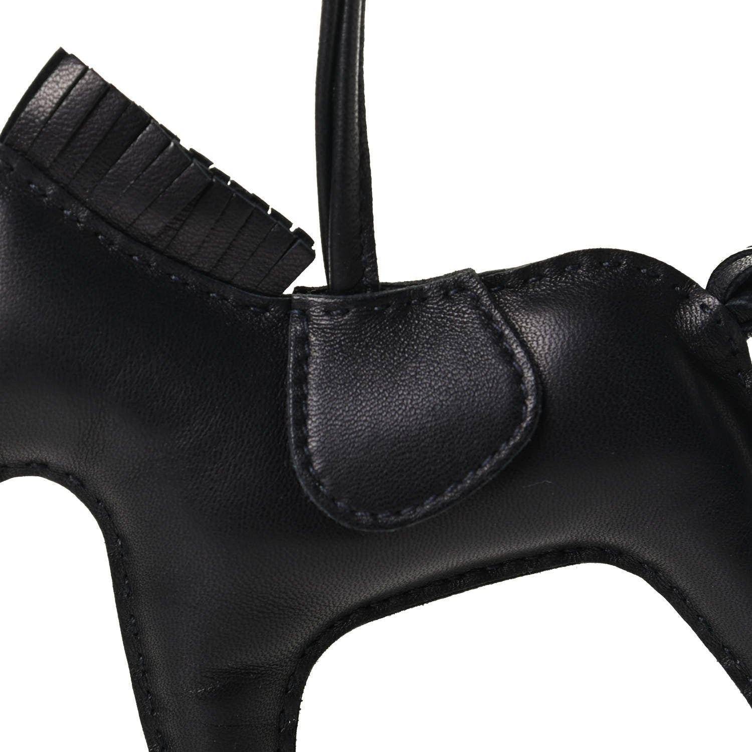 Hermes Milo Lambskin Grigri Rodeo Horse Bag Charm MM So Black 3 of 3