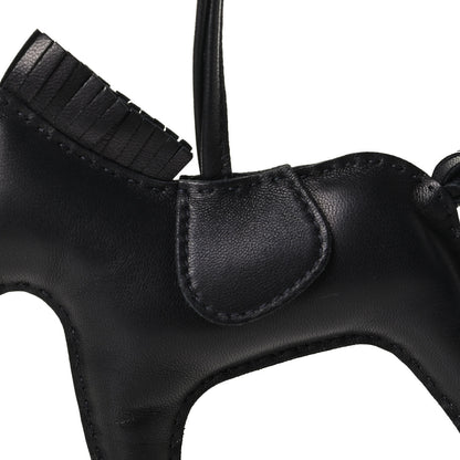 Hermes Milo Lambskin Grigri Rodeo Horse Bag Charm MM So Black 3 of 3