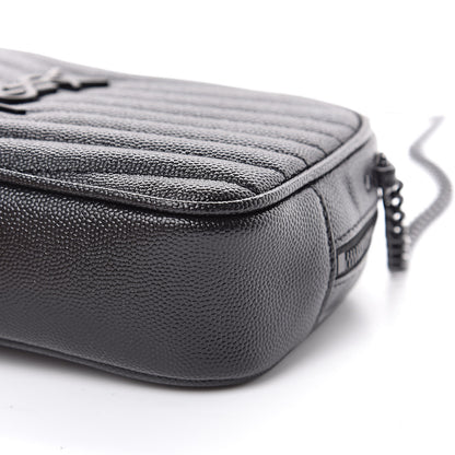 Saint Laurent Grain De Poudre Matelasse Monogram Mini Lou Camera Bag Black 9 of 11