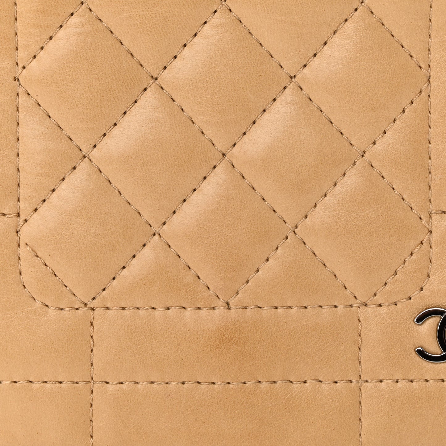 Lambskin Quilted Messenger Flap Beige
