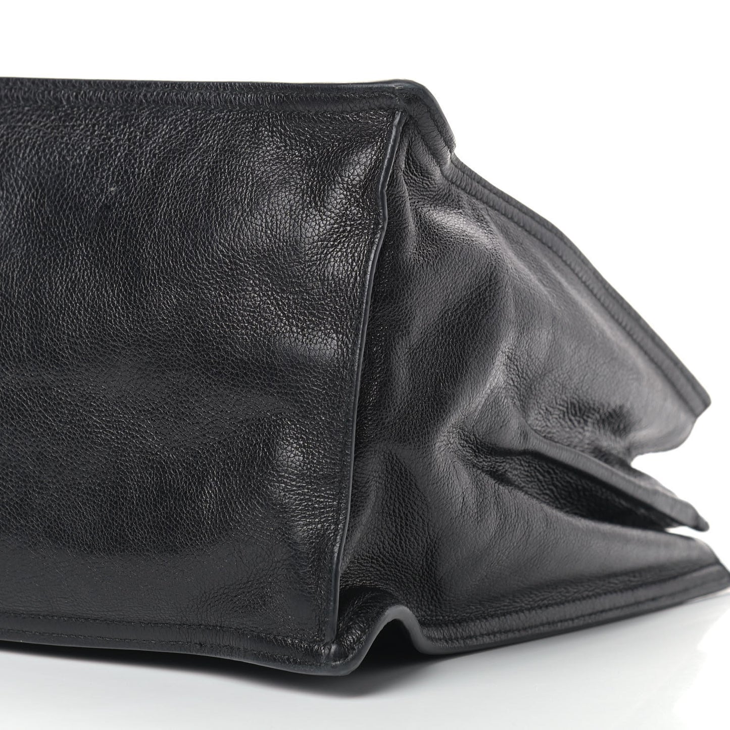 Glace Calfskin Etiquette Shopping Bag Black Astrale