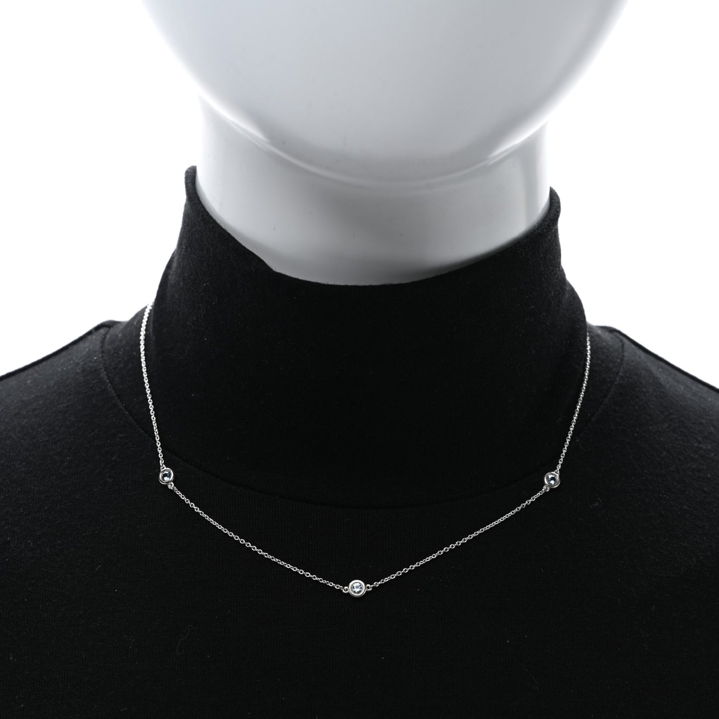 Sterling Silver Aquamarine Elsa Peretti Color By The Yard 3 Station Necklace