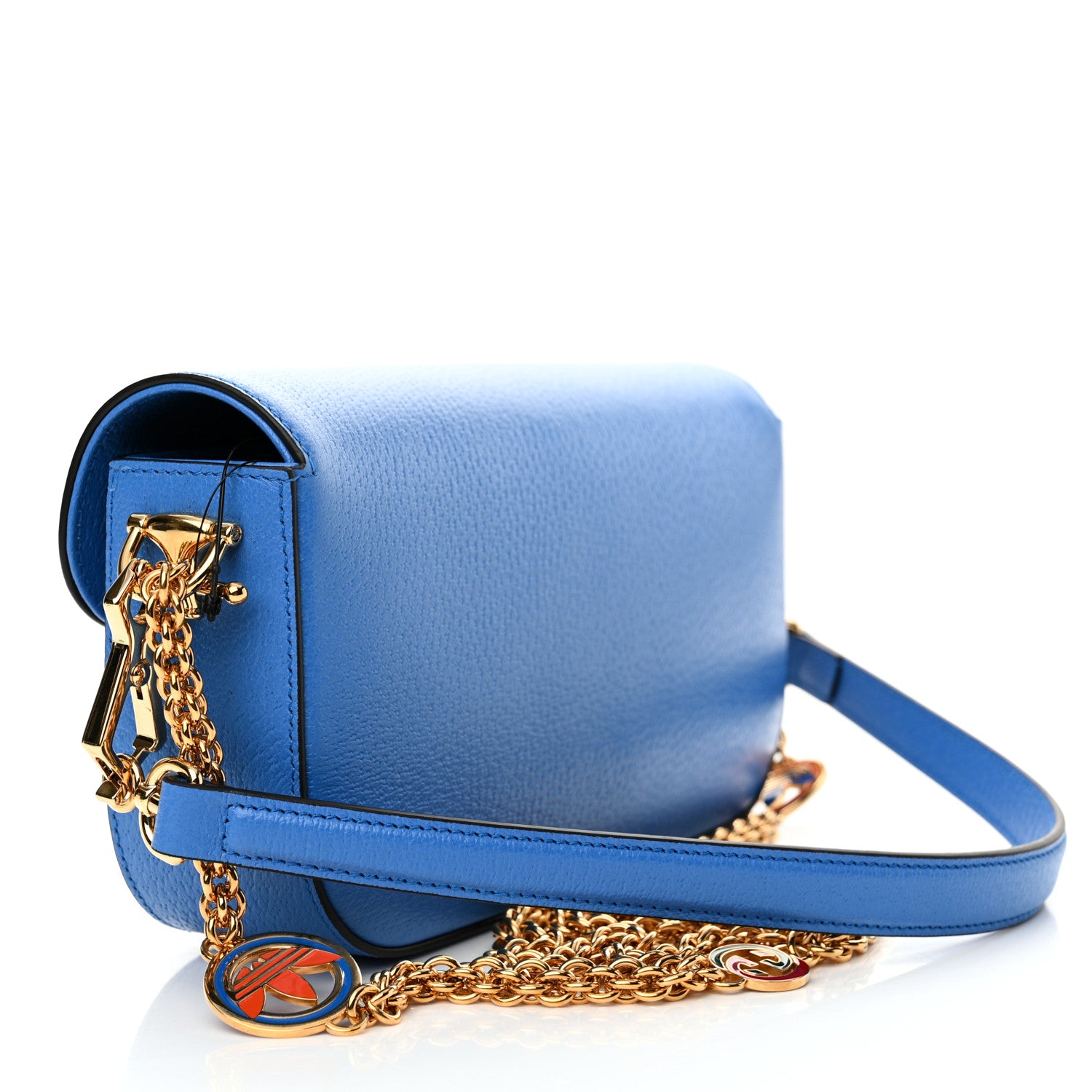 Gucci X ADIDAS Textured Dollar Calfskin Web Trefoil Mini Horsebit 1955 Shoulder Bag Blue Off Blue Off White Multi 3 of 10