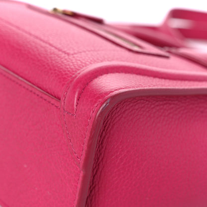 Celine Drummed Calfskin Nano Luggage Fuchsia 10 of 19