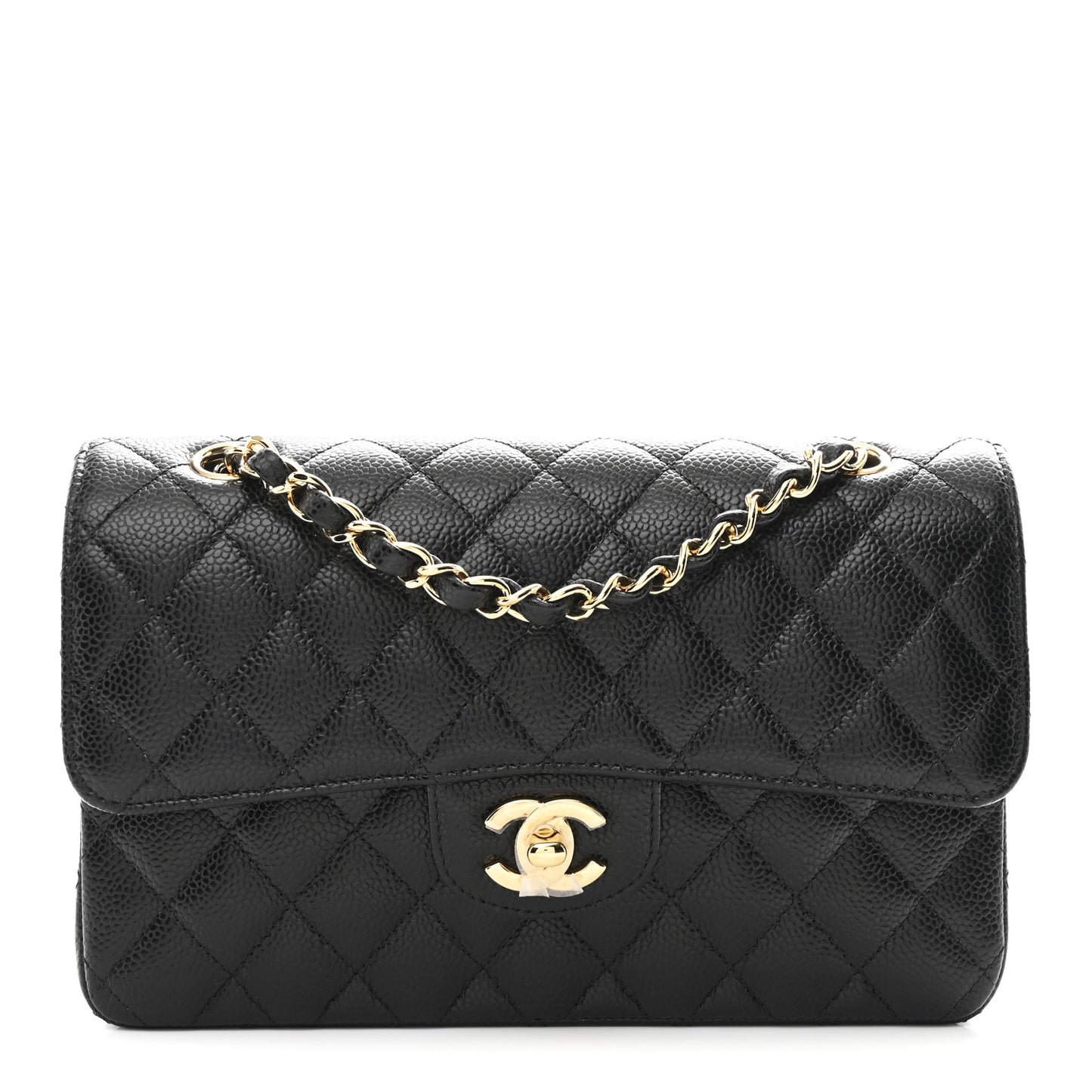 Caviar Quilted Small Double Flap Black
