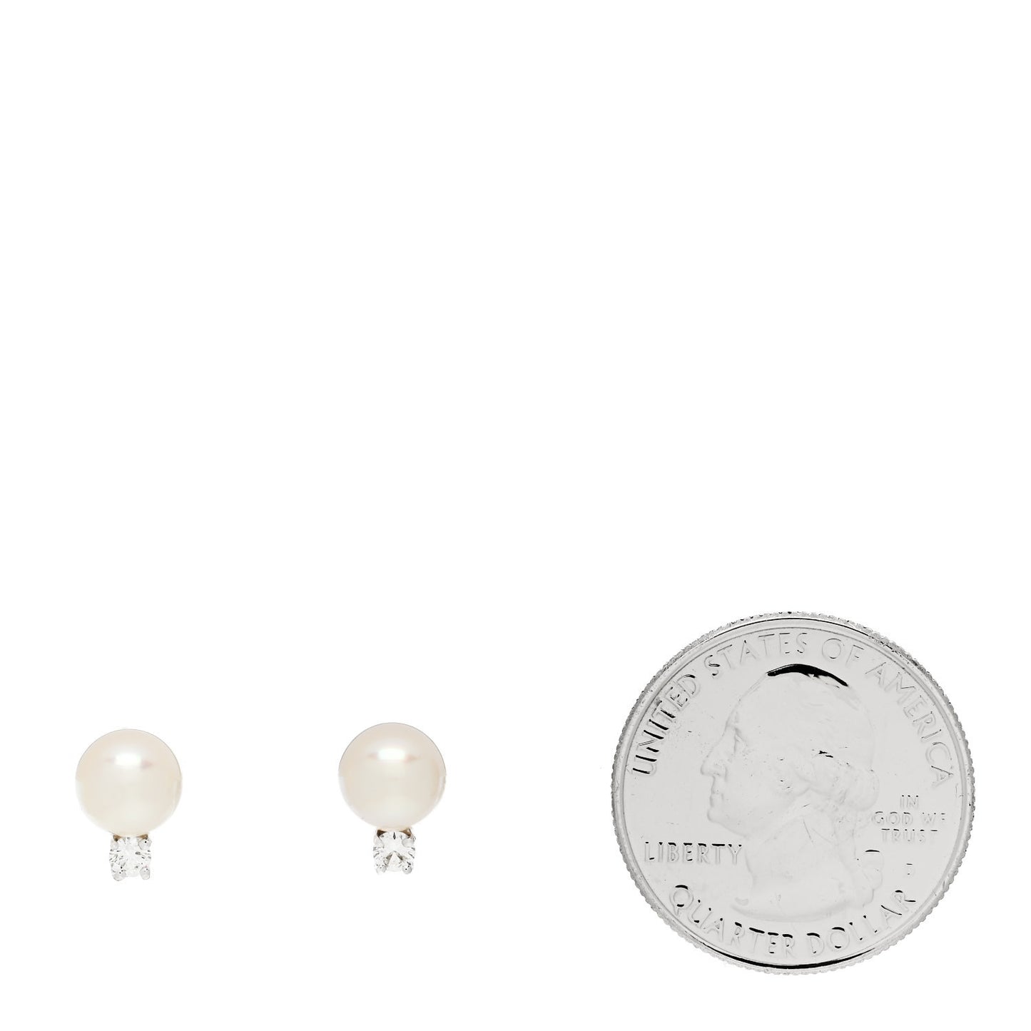 18K White Gold Diamond Akoya Cultured Pearl 7-7.5mm Signature Earrings