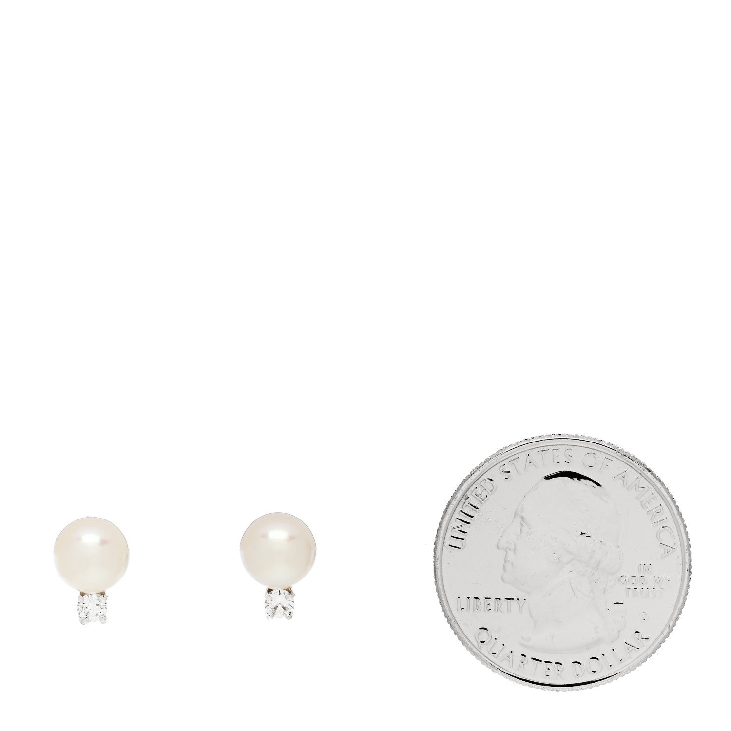 Tiffany 18K White Gold Diamond Akoya Cultured Pearl 7-7.5mm Signature Earrings 2 of 5