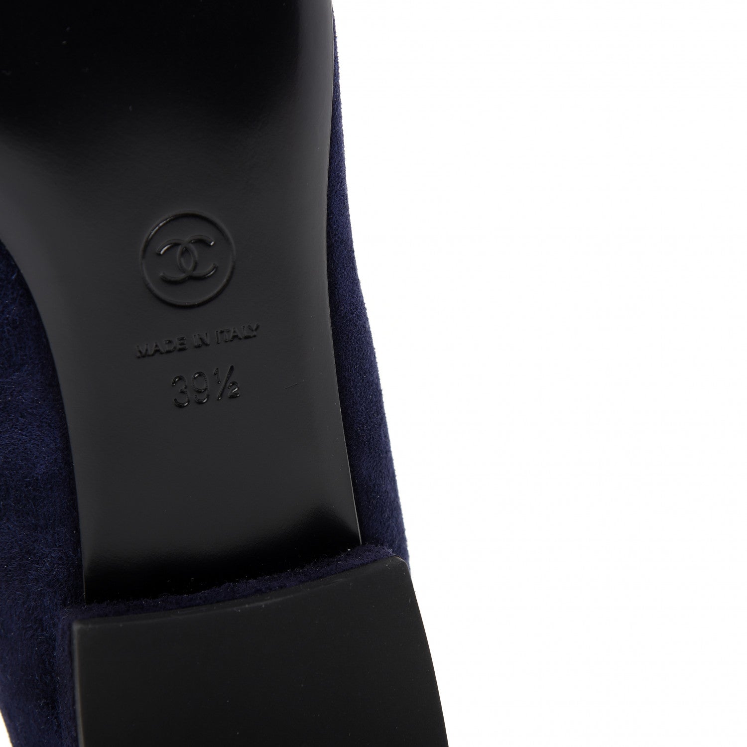 Chanel Suede Calfskin Grosgrain Cap Toe Chain Ballerina Flats 39.5 Navy Blue Black 9 of 10